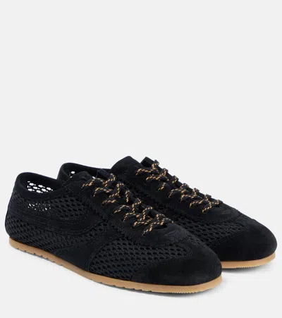 DRIES VAN NOTEN SUEDE-TRIMMED MESH SNEAKERS
