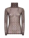 Dries Van Noten Women Mesh Top With Brown Mini Tie Print In Brown