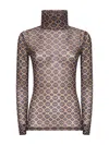 Dries Van Noten Mesh Top With Brown Mini Tie Print