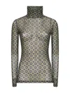 Dries Van Noten High Neck Mesh Top With Mini Tie Print In Multi