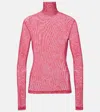 Dries Van Noten Mesh Turtleneck Top In Red