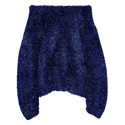 Dries Van Noten Metalized Fantasy Yarn Wool Sweater In Blue