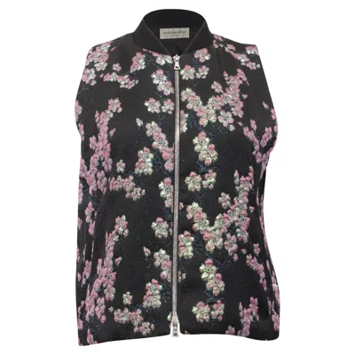 Dries Van Noten Metallic Cherry Blossom Brocade Vest In Black Polyester