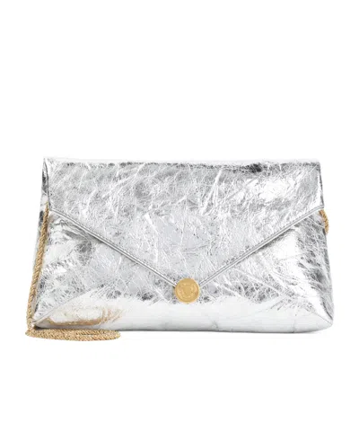 Dries Van Noten Metallic Envelope Shoulder Bag In Silver