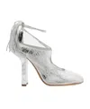 Dries Van Noten Metallic Leather Mules In Gray