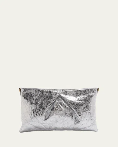 Dries Van Noten Metallic Leather Pouch Crossbody Bag