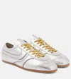Dries Van Noten Crinkled Leather Low-top Sneakers In Silver