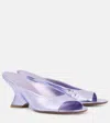 Dries Van Noten Metallic Leather Wedge Mules In Purple