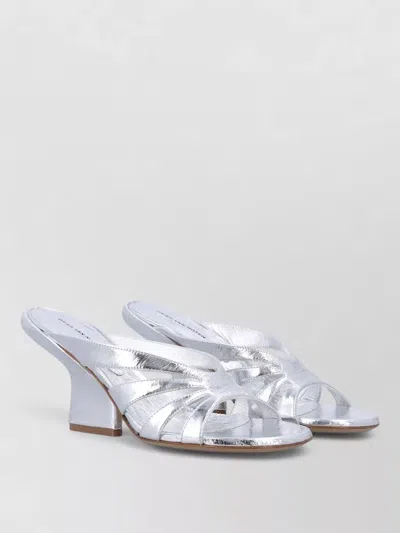 Dries Van Noten Elegant Lamb Leather Flat Shoes In Silver