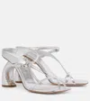 Dries Van Noten Silver Strappy Sculptural Heeled Sandals In Silver