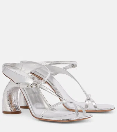 DRIES VAN NOTEN METALLIC PATENT LEATHER MULES