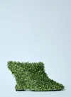 Dries Van Noten 105 Glitter Metallic Wedge Mules In Green