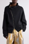 Dries Van Noten Metro Asymmetric Zip Cardigan In Black
