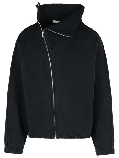 DRIES VAN NOTEN DRIES VAN NOTEN 'METRO' BLACK COTTON BLEND CARDIGAN