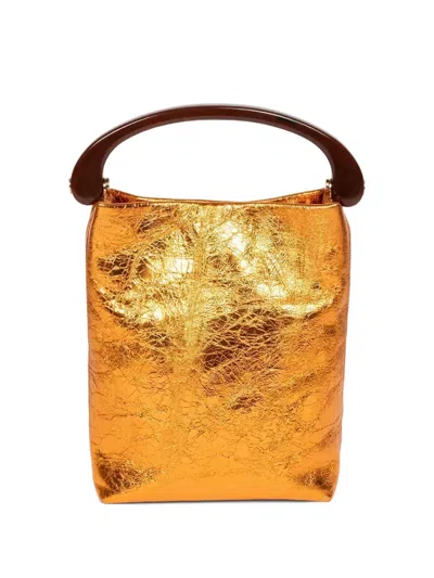 Dries Van Noten Micro Leather Tote Bag In Orange