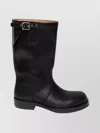 Dries Van Noten Mid-calf Leather Biker Boots Buckle In Black