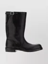 Dries Van Noten Mid-calf Leather Biker Boots Buckle In Black