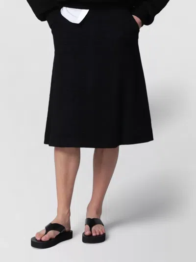 Dries Van Noten Mid Length Skirt Side Pockets Textured Fabric In Black