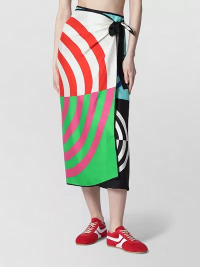 Dries Van Noten Mid Length Wrap Skirt Color Block In Brown