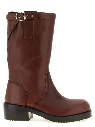 Dries Van Noten Mid-calf Buckled Leather Boots In Multi