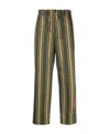 Dries Van Noten Khaki Striped Trousers In Black