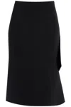 DRIES VAN NOTEN MIDI SCUBA SKIRT WITH DRAPING