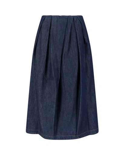 Dries Van Noten Midi Skirt In Blue