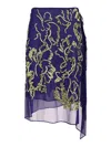 Dries Van Noten Sima Viscose Skirt With Sequins In Blue