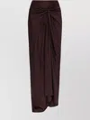 Dries Van Noten Midi Skirt With Asymmetric Hem And Twist Detail In Brown