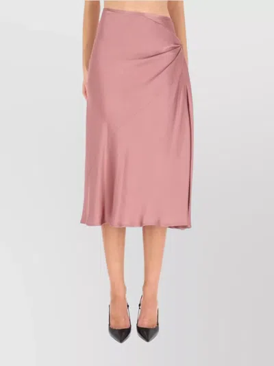 Dries Van Noten Midi Skirt With Draped Design And Pleats In Pink