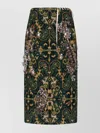 Dries Van Noten Midi Skirt With Embellished Design And Side Slit In Brown