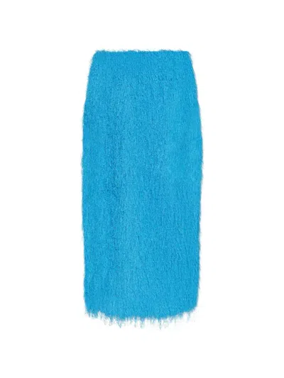 Dries Van Noten Midi Skirt With Fringes In Blue