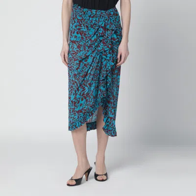 Dries Van Noten Midi Skirt With Gathered Detail Women In Blue