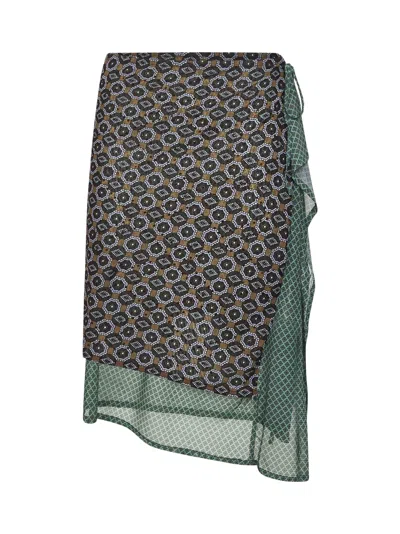 Dries Van Noten Midi Skirt With Print In Green
