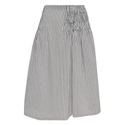 Dries Van Noten Midi Skirt With Smooth Front In Gray