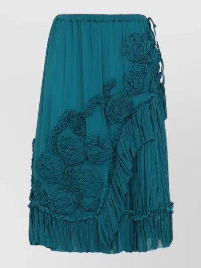 Dries Van Noten Womens Petrol Sammy Embroidered Sheer Midi Skirt In Blue