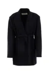 Dries Van Noten Women Midnight Blue Wool Blend Bless Coat In Blue