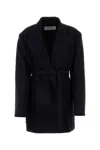 Dries Van Noten Women Midnight Blue Wool Blend Bless Coat In Blue