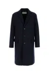 Dries Van Noten Midnight Blue Wool Blend Rustic Coat In Blue