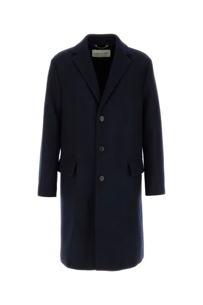 Dries Van Noten Midnight Blue Wool Blend Rustic Coat