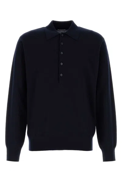 DRIES VAN NOTEN MIDNIGHT BLUE WOOL MUANO POLO SHIRT