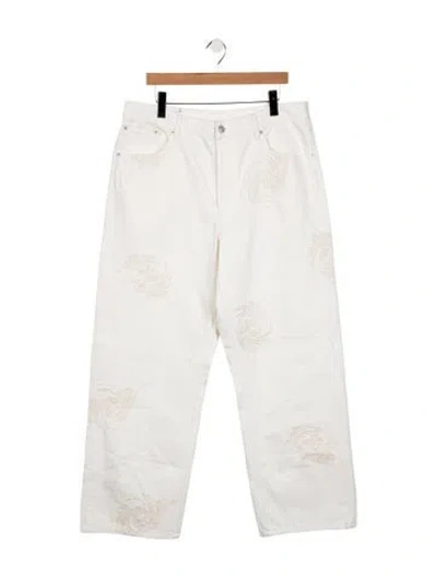 Pre-owned Dries Van Noten Mid-rise Straight Leg Jeans In White