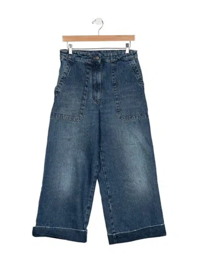 Pre-owned Dries Van Noten Mid-rise Wide Leg Jeans In Blue