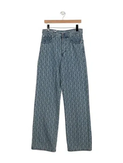 Pre-owned Dries Van Noten Mid-rise Wide Leg Jeans In Blue