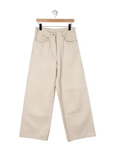 Pre-owned Dries Van Noten Mid-rise Wide Leg Jeans In Neutrals
