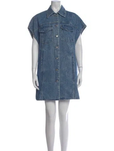 Pre-owned Dries Van Noten Mini Dress In Blue