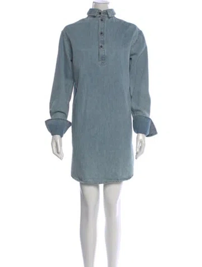 Pre-owned Dries Van Noten Mini Dress In Blue