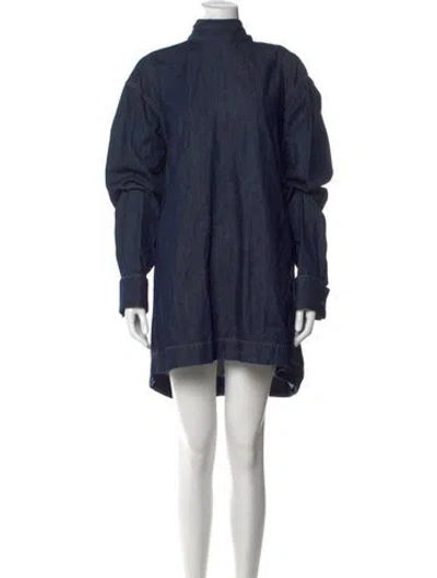 Pre-owned Dries Van Noten Mini Dress W/ Tags In Blue