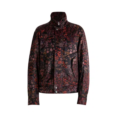 Pre-owned Dries Van Noten Mini Floral Print Coat 'purple' | Men's Size L