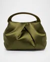 Dries Van Noten Mini Pleated Satin Top-handle Bag In Green